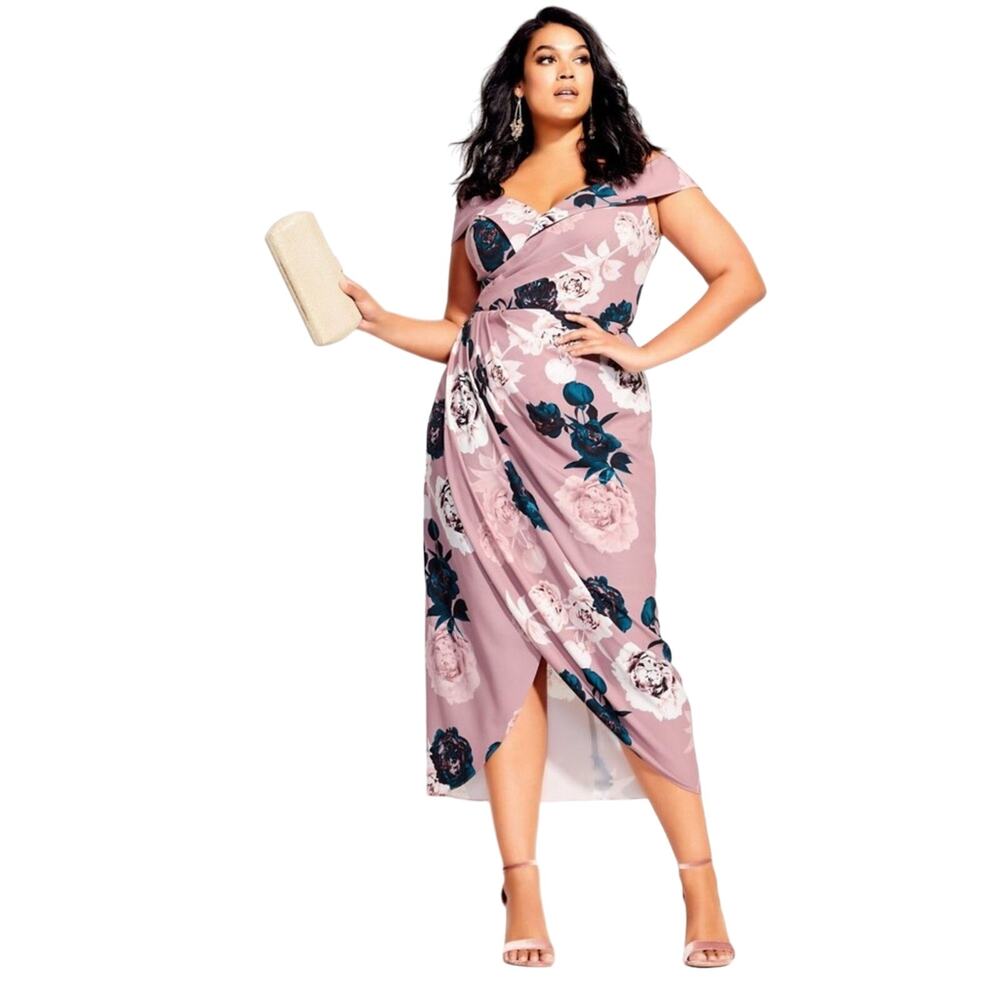 City Chic Dress Size 16 Lost In Love Midi Floral